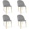 Set 4 scaune bucatarie/living, Artool, Cieza, catifea gri deschis, picioare metal auriu, 49x60x87 cm