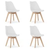 Set 4 scaune bucatarie/living, Artool, Mark, PP alb, picioare lemn natur, 49x43x82 cm