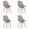 Set 4 scaune bucatarie/living, Artool, Mark, PP gri, picioare lemn natur, 49x42x82 cm