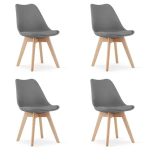 Set 4 scaune bucatarie/living, Artool, Mark, PP grafit, picioare lemn natur, 49x43x82 cm