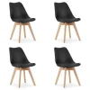 Set 4 scaune bucatarie/living, Artool, Mark, PP negru, picioare lemn natur, 49x43x82 cm