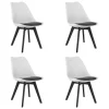 Set 4 scaune bucatarie/living, Artool, Mark, PP alb, picioare negre, perna piele ecologica neagra, 49x43x82 cm