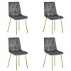 Set 4 scaune bucatarie/living, Artool, Libra, catifea gri inchis, picioare metal auriu, 45x54x86.5 cm