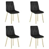Set 4 scaune bucatarie/living, Artool, Libra, catifea neagra, picioare metal auriu, 45x54x86.5 cm