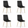 Set 4 scaune bucatarie/living, Artool, Libra, catifea neagra, picioare metal natur, 45x54x86.5 cm