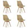 Set 4 scaune bucatarie/living, Artool, Mark, PP bej, picioare lemn natur, 49x52x82 cm