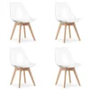 Set 4 scaune bucatarie/living, Artool, Mark, PP transparent, picioare lemn natur, 49x42x82.5 cm