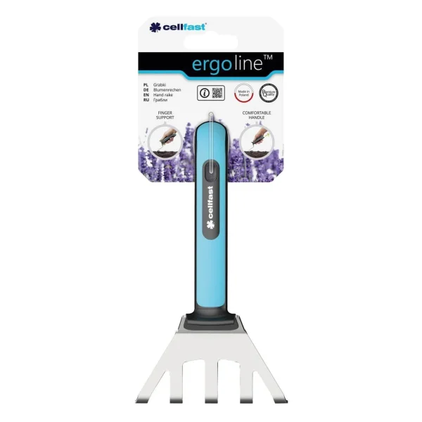 Grebla mini, pentru gradina, coada fibra de sticla, inox, 5 dinti, Cellfast