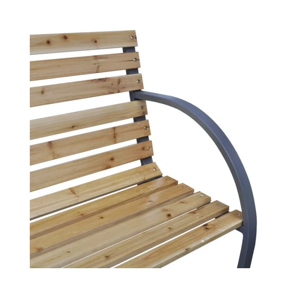 Banca de gradina din lemn impregnat si lacuit sub presiune, structura metalica tratata cu pulbere anticoroziva, 125x55x75 cm, Everild