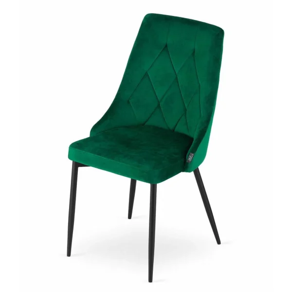 Scaun bucatarie/living, Artool, Imola, catifea verde, picioare metal negru, 48.5x61x93.5 cm