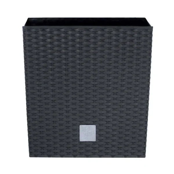Ghiveci de flori, Prosperplast, Rato Low, patrat, 32 L, imitatie ratan, antracit, 32x32x32.5 cm