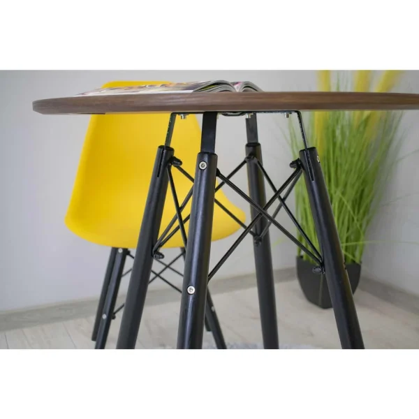 Masa stil scandinav, Artool, rotund, MDF si lemn, maro rustic, 60x73 cm