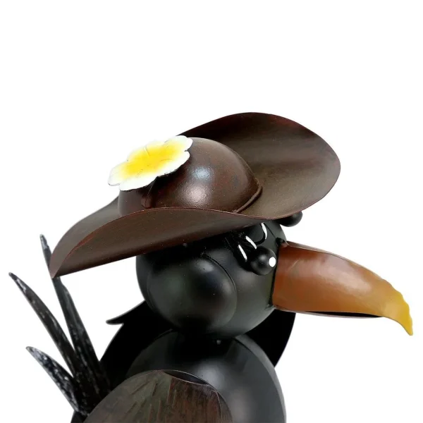 Decoratiune gradina, metalica, corb, 14x20x66 cm