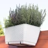 Jardiniera decorativa, Prosperplast, imitatie ratan, suport, alba, 49.2x17.2x17.4 cm, Old