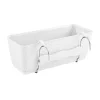 Jardiniera decorativa, Prosperplast, imitatie ratan, suport, alba, 49.2x17.2x17.4 cm, Old