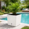 Ghiveci de flori, Prosperplast, Rato Low, patrat, 32 L, imitatie ratan, alb, 32x32x32.5 cm