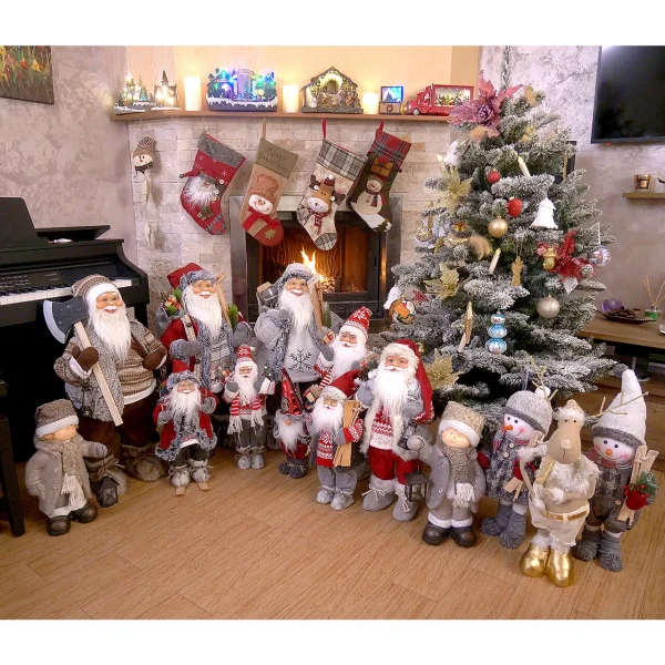 Decoratiune, Mos Craciun cu schiuri, 45 cm