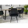 Scaun stil fotoliu bucatarie/living, Artool, Lugo, catifea neagra, picioare metal negru, 57.5x56.5x86.5 cm