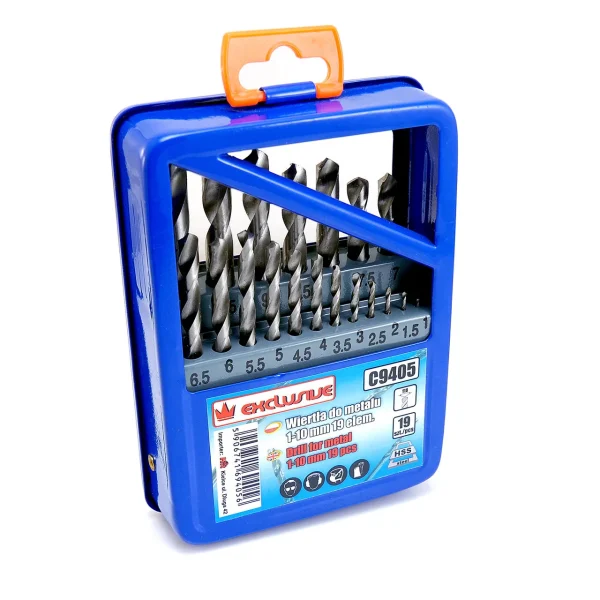 Burghie pentru metal, HSS, set 19 buc, 1-10 mm, Richmann
