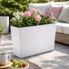 Jardiniera decorativa, imitatie ratan, alb, 58x18x49.8 cm, Rato Case Old