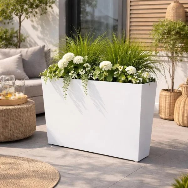 Jardiniera decorativa, alb, 58x18x49.8 cm, Urbi Case