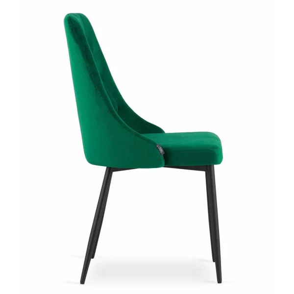 Scaun bucatarie/living, Artool, Imola, catifea verde, picioare metal negru, 48.5x61x93.5 cm