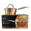Oala cu capac sticla YENA, maner INOX, 1.2 L, 16 cm, antiaderenta, Copper Line, MAGIC HOME