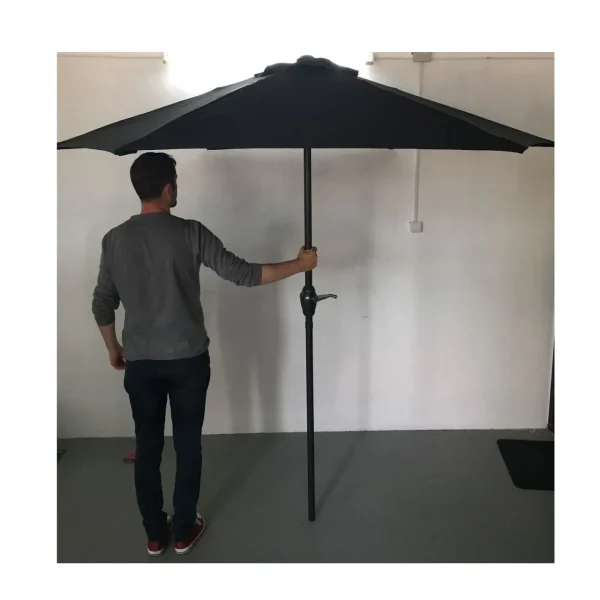 Umbrela plaja, cu manivela, gri antracit, 230 cm, Zoe