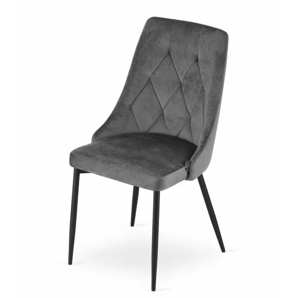 Scaun bucatarie/living, Artool, Imola, catifea gri, picioare metal negru, 48.5x61x93.5 cm
