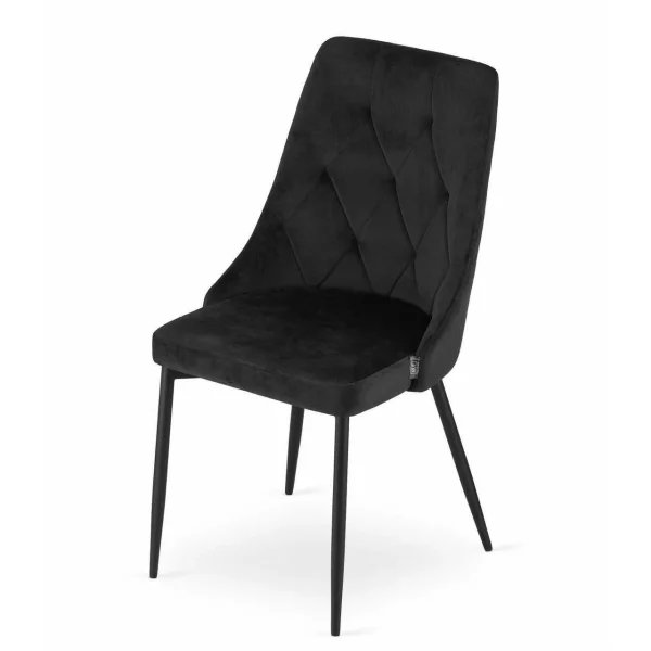 Scaun bucatarie/living, Artool, Imola, catifea negru, picioare metal negru, 48.5x61x93.5 cm