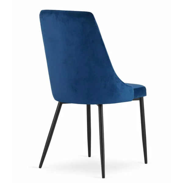Scaun bucatarie/living, Artool, Imola, catifea bleumarin, picioare metal negru, 48.5x61x93.5 cm