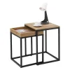 Masa de cafea, Vasagle, pal si metal, natur, set 2 piese