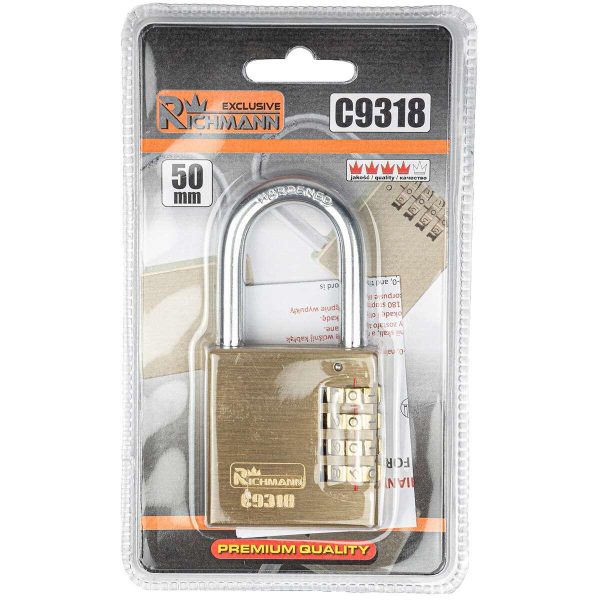 Lacat cu cifru, auriu, 50 mm, Richmann Exclusive