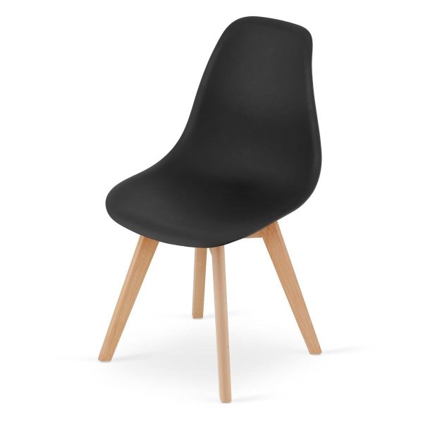 Scaun bucatarie/living, Artool, Kito, PP negru, picioare lemn natur, 46x54.5x80 cm
