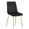 Set 4 scaune bucatarie/living, Artool, Libra, catifea neagra, picioare metal auriu, 45x54x86.5 cm