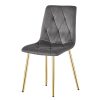 Set 4 scaune bucatarie/living, Artool, Libra, catifea gri inchis, picioare metal auriu, 45x54x86.5 cm
