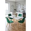 Set 4 scaune bucatarie/living, Artool, Cieza, catifea verde, picioare metal auriu, 49x60x87 cm