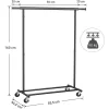 Suport mobil cu roti pentru haine, Songmics, reglabil, metal, negru, max 90 kg, 92x45.4x160 cm