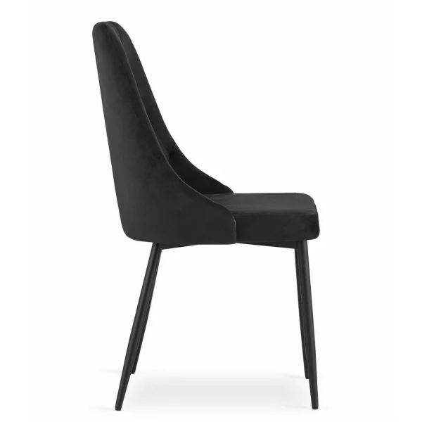 Scaun bucatarie/living, Artool, Imola, catifea negru, picioare metal negru, 48.5x61x93.5 cm
