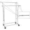 Suport mobil cu roti pentru haine, Songmics, reglabil, metal, argintiu, max 110 kg, 129x55x148 cm