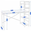 Birou calculator, Jumi, pal melaminat, otel, 3 rafturi, natur si alb, 120x52x120 cm