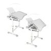 Set birou reglabil pentru copii cu scaun ergonomic, lampa LED USB, blat inclinabil, suport carti si organizator, 70 x 51 cm, culoare gri/alb, pentru scolari si