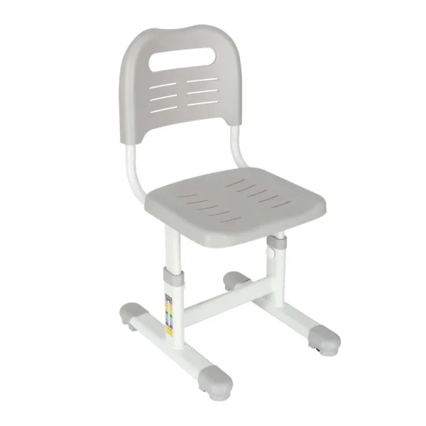 Set birou reglabil pentru copii cu scaun ergonomic, lampa LED USB, blat inclinabil, suport carti si organizator, 70 x 51 cm, culoare gri/alb, pentru scolari si