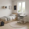 Set birou reglabil pentru copii cu scaun ergonomic, lampa LED USB, blat inclinabil, suport carti si organizator, 70 x 51 cm, culoare gri/alb, pentru scolari si