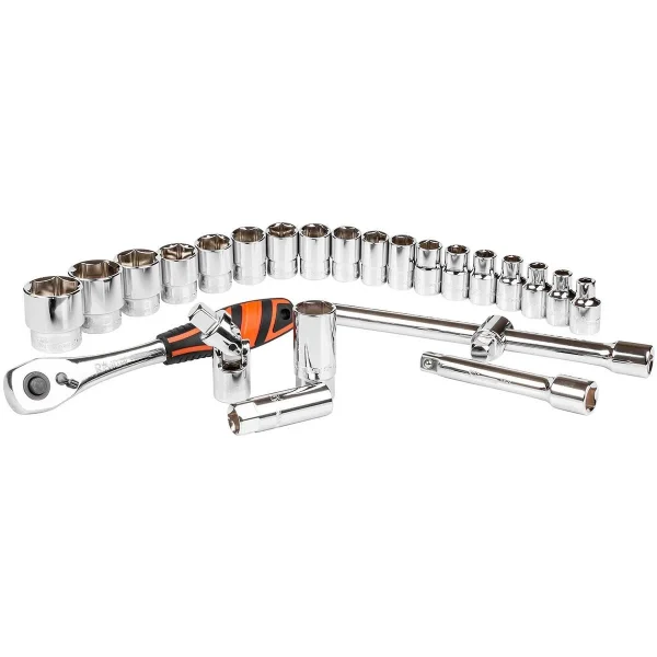 Set capete tubulare scurte cu cheie, sertar TIP A (385x150 mm) pentru dulap mobil, 1/2", 8-32 mm, 25 elemente, RICHMANN EXCLUSIVE