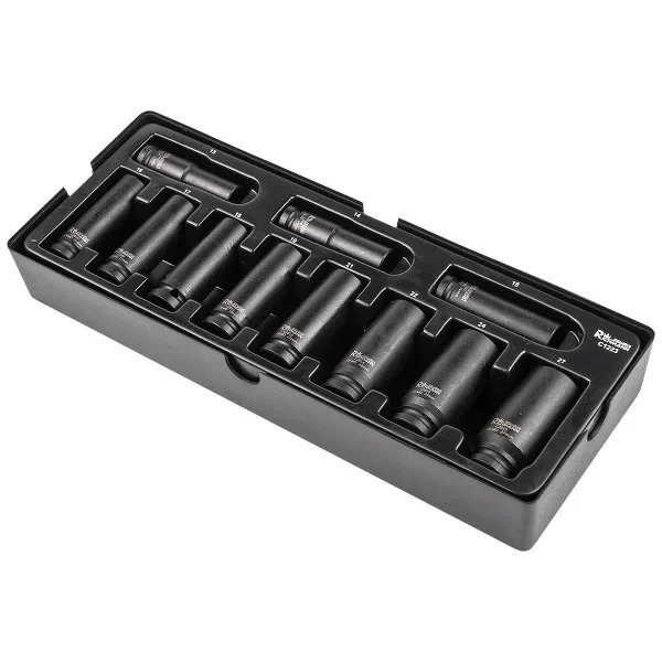 Set capete tubulare de impact lungi, sertar TIP A (385x150 mm) pentru dulap mobil, 13-27 mm, 1/2", 11 buc, Richmann exclusive