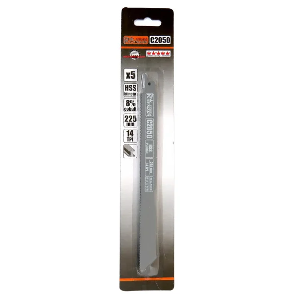 Panza, lama, fierastrau tip sabie, pentru metal, HSS bimetal-Cobalt, 14 TPI, set 5 buc, 225 mm, Richmann Exclusive