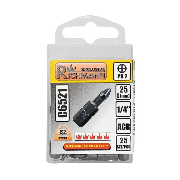 Varfuri, biti, PH 2, 1/4”, PH2x25 mm, Richmann Exclusive