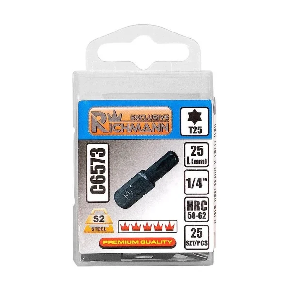 Varfuri, biti, Torx, 1/4”, T10x25 mm, Richmann Exclusive