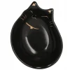 Castron, bol, pentru caine, pisica, ceramica, negru, model pisica, 15x11x5 cm